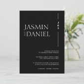 Elegant Zwart Wit Monogram Initialen Bruiloft Kaart (Staand voorkant)