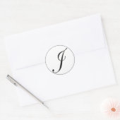 Elegant zwart-wit monogram J Ronde Sticker (Envelop)