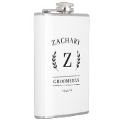 Elegant zwart-wit monogram kado voor bruidsjonkers heupfles (Rechts)