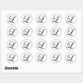 Elegant zwart-wit monogram L Ronde Sticker (Vel)