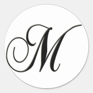 Elegant zwart-wit monogram M Ronde Sticker
