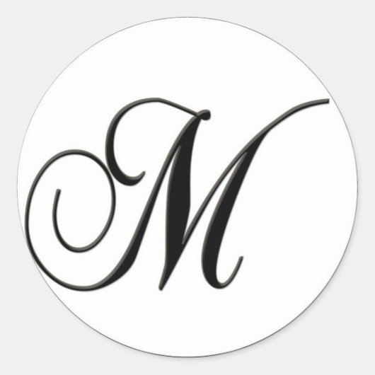 Elegant zwart-wit monogram M Ronde Sticker (Voorkant)