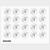 Elegant zwart-wit monogram N Ronde Sticker (Vel)
