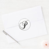 Elegant zwart-wit monogram P Ronde Sticker (Envelop)