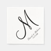 Elegant zwart-wit monogram servetten (Voorkant)