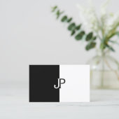 Elegant zwart-wit monogram Sjabloon modern Visitekaartje (Staand voorkant)