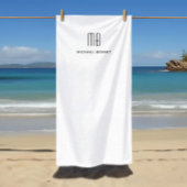 Elegant zwart-wit monogram strandlaken