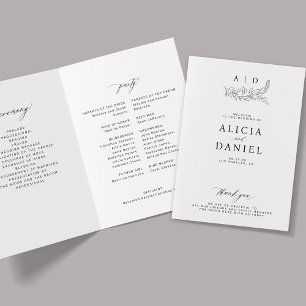 Elegant zwart-wit monogram trouw  programma