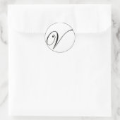 Elegant zwart-wit monogram V Ronde Sticker (Tas)