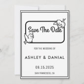 Elegant zwart wit omhuld huwelijk sparen de Datum Kaart (Voorkant)