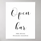 Elegant zwart-wit Open Bar voor bruiloft Poster (Voorkant)