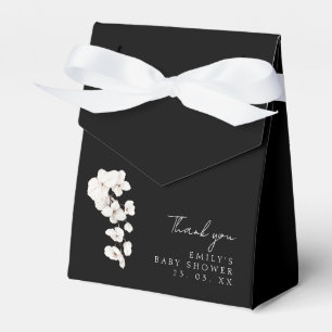 Elegant Zwart Wit Orchideeën Bloemen Baby shower Bedankdoosjes