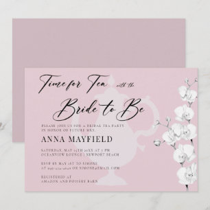 Elegant Zwart Wit Orchideeën Tijd voor Theebruids Kaart