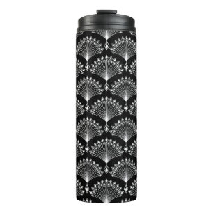 Elegant zwart-wit ornament in art deco stijl thermosbeker