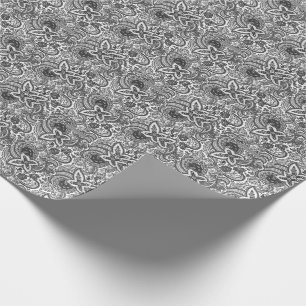 Elegant zwart-wit paisleypatroon Elegant Cadeaupapier