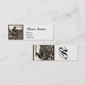 ELEGANT ZWART WIT PAUWOOG MONOGRAAM Luxe Parel Mini Visitekaartje (Voorkant / Achterkant)