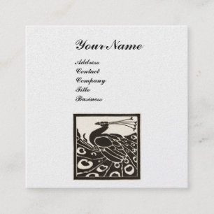 ELEGANT ZWART WIT  PAUWOOG MONOGRAM Parel Vierkante Visitekaartje