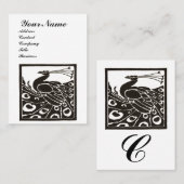 ELEGANT ZWART WIT PAUWOOG MONOGRAM VISITEKAARTJE (Voorkant / Achterkant)