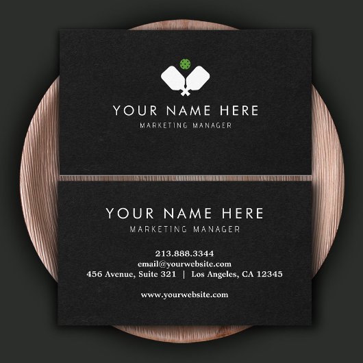 Elegant zwart-wit Pickleball Visitekaartje