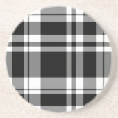 Elegant zwart wit plaid patroon zandsteen onderzetter (Voorkant)