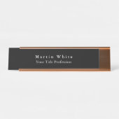 Elegant Zwart Wit Professioneel Modern Bureau Naambordje (Voorkant)