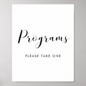 Elegant zwart-wit Programma's trouwbord Poster (Voorkant)