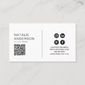 Elegant Zwart & Wit QR Code Modern Monogram Logo Visitekaartje (Achterkant)