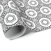 Elegant zwart-wit retro  geometrisch cadeaupapier (Rol Hoek)