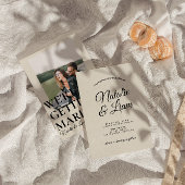 Elegant Zwart & Wit Retro Moderne Bruiloft Kaart