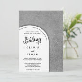 Elegant zwart-wit roestvrij huwelijk uitnodiging (Staand voorkant)