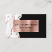 Elegant Zwart Wit Roos Goud Agaat Luxe Visitekaartje (Voorkant)