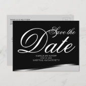 Elegant zwart-wit Save the Date Briefkaart (Voorkant / Achterkant)