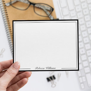 Elegant zwart-wit schrift monogram notitiekaartje