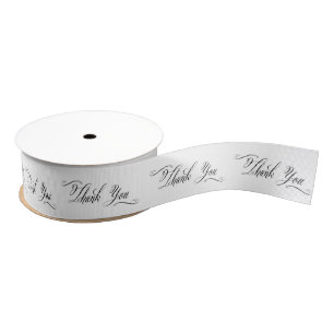 Elegant zwart-wit script bedankt grosgrain lint