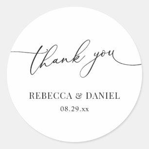 Elegant zwart-wit script Bedankt voor je voorkeure Ronde Sticker