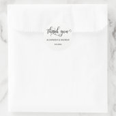 Elegant zwart wit script bruiloft dank u ronde sticker (Tas)