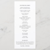 Elegant Zwart & Wit Script bruiloft Programma (Achterkant)