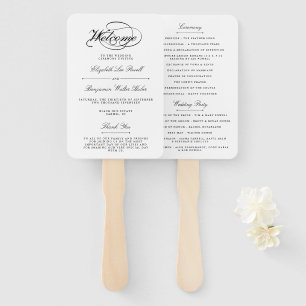 Elegant Zwart & Wit Script bruiloft programma Handwaaier