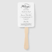 Elegant Zwart & Wit Script bruiloft programma Handwaaier (Voorkant)