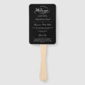 Elegant Zwart & Wit Script bruiloft programma Handwaaier (Voorkant)