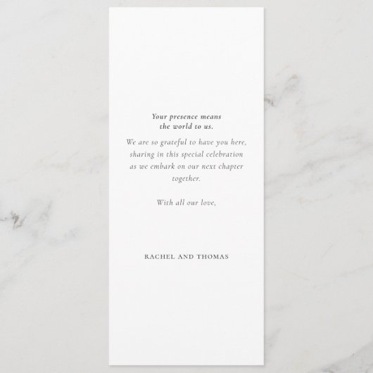 Elegant zwart wit Script Dubbele Side Wedding Menu (Achterkant)