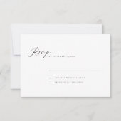 Elegant zwart wit script Eenvoudige bruiloft RSVP Kaartje (Voorkant)