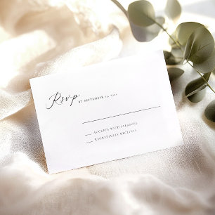 Elegant zwart wit script Eenvoudige bruiloft RSVP Kaartje