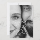 Elegant zwart wit script foto Sla de datum op Save The Date (Voorkant)