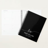 Elegant zwart-wit script Initiaal Monogram Planner (Display)