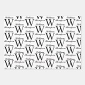 Elegant zwart-wit script kalligrafie monogram inpakpapier vel (Voorkant 3)