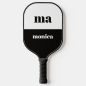 elegant zwart & wit script monogram initiaal pickleball paddle (Voorkant)