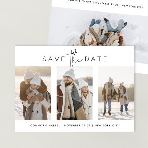 Elegant zwart wit script Multi 3 foto Save The Date
