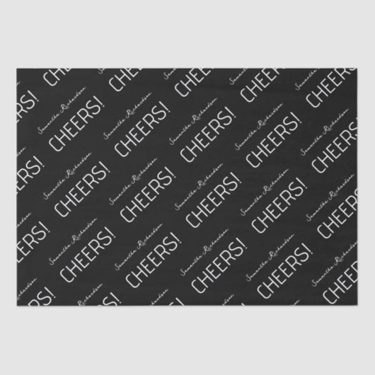 Elegant zwart wit script naam tissuepapier (Voorkant)