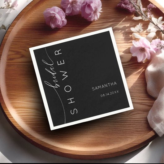 Elegant zwart-wit script Vrijgezellenfeest Servet